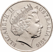 Australia 20 Cents 100th Anniversary of the Taxation Office 2010 KM# 1513 ELIZABETH II AUSTRALIA 2010 IRB coin obverse Australia 20 Cents 100th Anniversary of the Taxation Office 2010 KM# 1513 ELIZABETH II AUSTRALIA 2010 IRB coin obverse