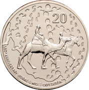Australia 20 Cents (150th Anniversary of Burke & Wills) KM# 1430 20 W 150TH ANNIVERSARY BURKE & WILLS EXPIDITION coin reverse Australia 20 Cents (150th Anniversary of Burke & Wills) KM# 1430 20 W 150TH ANNIVERSARY BURKE & WILLS EXPIDITION coin reverse