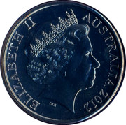 Australia 20 Cents Air Raid Shelter 2012 KM# 1742 ELIZABETH II AUSTRALIA 2012 IRB coin obverse Australia 20 Cents Air Raid Shelter 2012 KM# 1742 ELIZABETH II AUSTRALIA 2012 IRB coin obverse