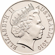 Australia 20 Cents Australia Remembers - Lost Soldiers of Fromelles 2010 KM# 1518 ELIZABETH II AUSTRALIA 2010 IRB coin obverse Australia 20 Cents Australia Remembers - Lost Soldiers of Fromelles 2010 KM# 1518 ELIZABETH II AUSTRALIA 2010 IRB coin obverse