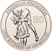 Australia 20 Cents Australia Remembers - Lost Soldiers of Fromelles 2010 KM# 1518 AUSTRALIA REMEMBERS 20 G LOST SOLDIERS OF FROMELLES coin reverse Australia 20 Cents Australia Remembers - Lost Soldiers of Fromelles 2010 KM# 1518 AUSTRALIA REMEMBERS 20 G LOST SOLDIERS OF FROMELLES coin reverse