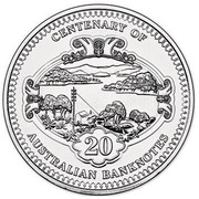 Australia 20 Cents Australian Banknotes 2013 KM# 1962 CENTENARY OF AUSTRALIAN BANKNOTES 20 coin reverse Australia 20 Cents Australian Banknotes 2013 KM# 1962 CENTENARY OF AUSTRALIAN BANKNOTES 20 coin reverse