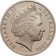 Australia 20 Cents (Centenary of Federation - Australian Capital Territory) KM# 552 ELIZABETH II AUSTRALIA 2001 IRB coin obverse Australia 20 Cents (Centenary of Federation - Australian Capital Territory) KM# 552 ELIZABETH II AUSTRALIA 2001 IRB coin obverse