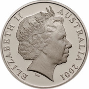 Australia 20 Cents (Centenary of Federation - Norfolk Island) KM# 532 ELIZABETH II AUSTRALIA 2001 IRB coin obverse Australia 20 Cents (Centenary of Federation - Norfolk Island) KM# 532 ELIZABETH II AUSTRALIA 2001 IRB coin obverse