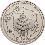 Australia 20 Cents (Centenary of Federation - Norfolk Island) KM# 532 NORFOLK ISLAND -2001- MC 20 CENTS 100 YEARS FEDERATION coin reverse Australia 20 Cents (Centenary of Federation - Norfolk Island) KM# 532 NORFOLK ISLAND -2001- MC 20 CENTS 100 YEARS FEDERATION coin reverse
