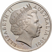 Australia 20 Cents (Centenary of Federation - Northern Territory) KM# 558 ELIZABETH II AUSTRALIA 2001 IRB coin obverse Australia 20 Cents (Centenary of Federation - Northern Territory) KM# 558 ELIZABETH II AUSTRALIA 2001 IRB coin obverse