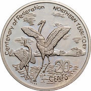 Australia 20 Cents (Centenary of Federation - Northern Territory) KM# 558 CENTENARY OF FEDERATION NORTHERN TERRITORY LB 20 CENTS coin reverse Australia 20 Cents (Centenary of Federation - Northern Territory) KM# 558 CENTENARY OF FEDERATION NORTHERN TERRITORY LB 20 CENTS coin reverse