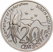 Australia 20 Cents (Centenary of Federation - South Australia) KM# 560 CENTENARY OF FEDERATION SOUTH AUSTRALIA LM 20 CENTS coin reverse Australia 20 Cents (Centenary of Federation - South Australia) KM# 560 CENTENARY OF FEDERATION SOUTH AUSTRALIA LM 20 CENTS coin reverse