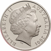 Australia 20 Cents (Centenary of Federation - Victoria) KM# 556 ELIZABETH II AUSTRALIA 2001 IRB coin obverse Australia 20 Cents (Centenary of Federation - Victoria) KM# 556 ELIZABETH II AUSTRALIA 2001 IRB coin obverse