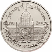 Australia 20 Cents (Centenary of Federation - Victoria) KM# 556 CENTENARY OF FEDERATION 1901 2001 RDL MAK 20 CENTS coin reverse Australia 20 Cents (Centenary of Federation - Victoria) KM# 556 CENTENARY OF FEDERATION 1901 2001 RDL MAK 20 CENTS coin reverse