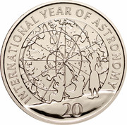 Australia 20 Cents (International Year of Astronomy) KM# 1075 INTERNATIONAL YEAR OF ASTRONOMY 20 coin reverse Australia 20 Cents (International Year of Astronomy) KM# 1075 INTERNATIONAL YEAR OF ASTRONOMY 20 coin reverse