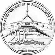 Australia 20 Cents Parliament House 2013 KM# 1966 25TH ANNIVERSARY PARLIAMENT HOUSE 20 coin reverse Australia 20 Cents Parliament House 2013 KM# 1966 25TH ANNIVERSARY PARLIAMENT HOUSE 20 coin reverse