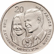Australia 20 Cents Wedding of Prince William and Catherine Middleton 2011 KM# 1566 20 HRH PRINCE WILLIAM - MISS CATHERINE MIDDLETON coin reverse Australia 20 Cents Wedding of Prince William and Catherine Middleton 2011 KM# 1566 20 HRH PRINCE WILLIAM - MISS CATHERINE MIDDLETON coin reverse