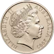 Australia 20 Cents World War - Comming Home 2005 B Proof KM# 745A ELIZABETH II AUSTRALIA 2005 coin obverse