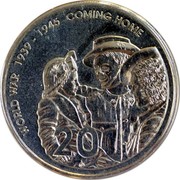 Australia 20 Cents World War - Comming Home 2005 B Proof KM# 745A WORLD WAR 1939-1945 COMMING HOME 20 coin reverse