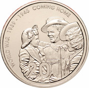Australia 20 Cents (World War II - Coming Home) KM# 745 WORLD WAR 1939-1945 COMING HOME 20 coin reverse Australia 20 Cents (World War II - Coming Home) KM# 745 WORLD WAR 1939-1945 COMING HOME 20 coin reverse
