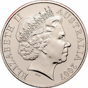 Australia 20 Cents (Year of the Surf Lifesaver) KM# 820 ELIZABETH II AUSTRALIA 2007 IRB coin obverse