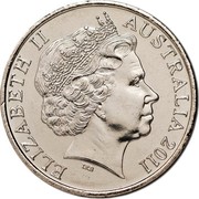 Australia 20 Cents Year of Volunteers 2011 KM# 1634 ELIZABETH II AUSTRALIA 2011 IRB coin obverse Australia 20 Cents Year of Volunteers 2011 KM# 1634 ELIZABETH II AUSTRALIA 2011 IRB coin obverse