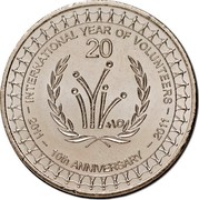 Australia 20 Cents Year of Volunteers 2011 KM# 1634 INTERNATIONAL YEAR OF VOLUNTEERS 20 +10 - 2011 - 10th ANNIVERSARY - 2011 - coin reverse Australia 20 Cents Year of Volunteers 2011 KM# 1634 INTERNATIONAL YEAR OF VOLUNTEERS 20 +10 - 2011 - 10th ANNIVERSARY - 2011 - coin reverse