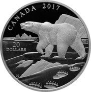 Canada 20 Dollars Nature's Impressions - Polar Bear 2017 Proof CANADA 2017 20 DOLLARS coin reverse