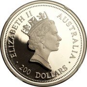 Australia 200 Dollars Koala 1997 ELIZABETH II AUSTRALIA 200 DOLLARS RDM coin obverse Australia 200 Dollars Koala 1997 ELIZABETH II AUSTRALIA 200 DOLLARS RDM coin obverse