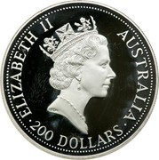Australia 200 Dollars The Australian Koala 1992 KM# 185 ELIZABETH II AUSTRALIA 200 DOLLARS RDM coin obverse Australia 200 Dollars The Australian Koala 1992 KM# 185 ELIZABETH II AUSTRALIA 200 DOLLARS RDM coin obverse