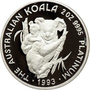Australia 200 Dollars The Australian Koala 1994 KM# 254 THE AUSTRALIAN KOALA 2 OZ 9995 PLATINUM1993 P coin reverse Australia 200 Dollars The Australian Koala 1994 KM# 254 THE AUSTRALIAN KOALA 2 OZ 9995 PLATINUM1993 P coin reverse