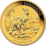 Australia 25 Dollars Australian Kangaroo 2013 KM# 1990 AUSTRALIAN KANGAROO 2013 1/4 OZ 9999 GOLD P TV coin reverse Australia 25 Dollars Australian Kangaroo 2013 KM# 1990 AUSTRALIAN KANGAROO 2013 1/4 OZ 9999 GOLD P TV coin reverse