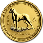 Australia 25 Dollars Lunar Dog 2006 KM# 1892 2006 1/4 OZ 9999 GOLD coin reverse Australia 25 Dollars Lunar Dog 2006 KM# 1892 2006 1/4 OZ 9999 GOLD coin reverse