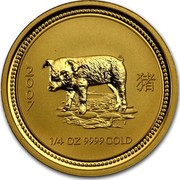 Australia 25 Dollars Lunar Pig 2007 KM# 1893 2007 1/4 OZ 9999 GOLD coin reverse Australia 25 Dollars Lunar Pig 2007 KM# 1893 2007 1/4 OZ 9999 GOLD coin reverse