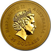 Australia 25 Dollars Lunar Rabbit 1999 KM# 427 ELIZABETH II AUSTRALIA 25 DOLLARS IRB coin obverse Australia 25 Dollars Lunar Rabbit 1999 KM# 427 ELIZABETH II AUSTRALIA 25 DOLLARS IRB coin obverse