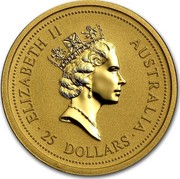 Australia 25 Dollars Lunar Rat 1996 KM# 299 ELIZABETH II AUSTRALIA 25 DOLLARS RDM coin obverse Australia 25 Dollars Lunar Rat 1996 KM# 299 ELIZABETH II AUSTRALIA 25 DOLLARS RDM coin obverse