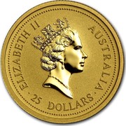 Australia 25 Dollars Lunar Tiger 1998 KM# 507 ELIZABETH II AUSTRALIA 25 DOLLARS RDM coin obverse Australia 25 Dollars Lunar Tiger 1998 KM# 507 ELIZABETH II AUSTRALIA 25 DOLLARS RDM coin obverse
