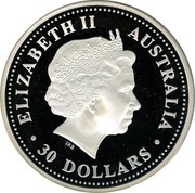 Australia 30 Dollars Lunar Dog 2006 KM# 1896 ELIZABETH II AUSTRALIA 30 DOLLARS IRB coin obverse