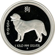 Australia 30 Dollars Lunar Dog 2006 KM# 1896 2006 1 KILO 999 SILVER coin reverse