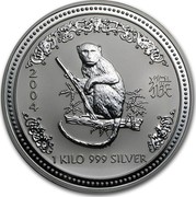 Australia 30 Dollars Lunar Monkey 2004 KM# 677.1 2004 1 KILO 999 SILVER SA coin reverse Australia 30 Dollars Lunar Monkey 2004 KM# 677.1 2004 1 KILO 999 SILVER SA coin reverse