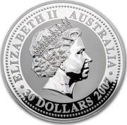 Australia 30 Dollars Lunar Mouse 2007 KM# 1898 ELIZABETH II AUSTRALIA 30 DOLLARS 2007 IRB coin obverse Australia 30 Dollars Lunar Mouse 2007 KM# 1898 ELIZABETH II AUSTRALIA 30 DOLLARS 2007 IRB coin obverse