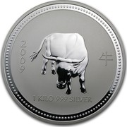 Australia 30 Dollars Lunar Ox 2009 KM# 1899 2009 1 KILO 999 SILVER coin reverse Australia 30 Dollars Lunar Ox 2009 KM# 1899 2009 1 KILO 999 SILVER coin reverse