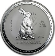 Australia 30 Dollars Lunar Rabbit 1999 KM# 505 1999 1 KILO 999 SILVER P100 coin reverse Australia 30 Dollars Lunar Rabbit 1999 KM# 505 1999 1 KILO 999 SILVER P100 coin reverse