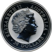 Australia 30 Dollars Lunar Rooster (Colorized) 2005 KM# 697 ELIZABETH II AUSTRALIA 30 DOLLARS IRB coin obverse Australia 30 Dollars Lunar Rooster (Colorized) 2005 KM# 697 ELIZABETH II AUSTRALIA 30 DOLLARS IRB coin obverse