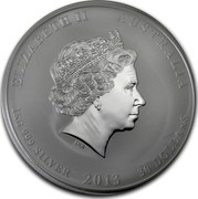 Australia 30 Dollars Year of the Snake 2013 KM# 1972 ELIZABETH II AUSTRALIA 1 KG 999 SILVER 2013 30 DOLLARS IRB coin obverse Australia 30 Dollars Year of the Snake 2013 KM# 1972 ELIZABETH II AUSTRALIA 1 KG 999 SILVER 2013 30 DOLLARS IRB coin obverse