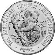 Australia 3000 Dollars (Koala) KM# 198 THE AUSTRALIAN KOALA 1 KILO 9995 PLATINUM 1993 coin reverse Australia 3000 Dollars (Koala) KM# 198 THE AUSTRALIAN KOALA 1 KILO 9995 PLATINUM 1993 coin reverse