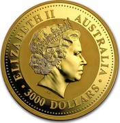 Australia 3000 Dollars Lunar Dragon 2000 KM# 703 ELIZABETH II AUSTRALIA 3000 DOLLARS IRB coin obverse Australia 3000 Dollars Lunar Dragon 2000 KM# 703 ELIZABETH II AUSTRALIA 3000 DOLLARS IRB coin obverse