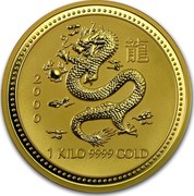 Australia 3000 Dollars Lunar Dragon 2000 KM# 703 2000 1 KILO 9999 GOLD coin reverse Australia 3000 Dollars Lunar Dragon 2000 KM# 703 2000 1 KILO 9999 GOLD coin reverse