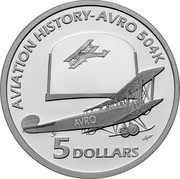 Australia 5 Dollars Aviation history - Avro 504K 2008 Proof KM# 1072 AVIATION HISTORY-AVRO 504K AVRO 5 DOLLARS coin reverse Australia 5 Dollars Aviation history - Avro 504K 2008 Proof KM# 1072 AVIATION HISTORY-AVRO 504K AVRO 5 DOLLARS coin reverse