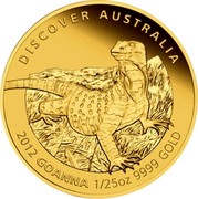 Australia 5 Dollars Goanna lizard 2012 P Proof KM# 1720 DISCOVER AUSTRALIA 1012 GOANNA 1/25 9999 GOLD P AH coin reverse