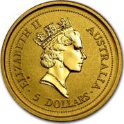 Australia 5 Dollars Lunar Ox 1997 KM# 567 ELIZABETH II AUSTRALIA 5 DOLLARS RDM coin obverse Australia 5 Dollars Lunar Ox 1997 KM# 567 ELIZABETH II AUSTRALIA 5 DOLLARS RDM coin obverse