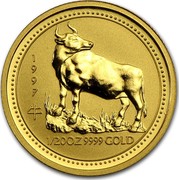 Australia 5 Dollars Lunar Ox 1997 KM# 567 1997 1/20 OZ 9999 GOLD coin reverse Australia 5 Dollars Lunar Ox 1997 KM# 567 1997 1/20 OZ 9999 GOLD coin reverse
