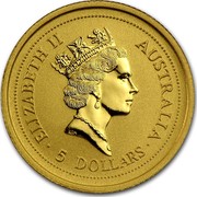 Australia 5 Dollars Lunar Rat 1996 KM# 566 ELIZABETH II AUSTRALIA 5 DOLLARS RDM coin obverse Australia 5 Dollars Lunar Rat 1996 KM# 566 ELIZABETH II AUSTRALIA 5 DOLLARS RDM coin obverse