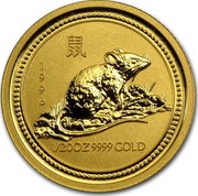 Australia 5 Dollars Lunar Rat 1996 KM# 566 1996 1/20 OZ 9999 GOLD coin reverse Australia 5 Dollars Lunar Rat 1996 KM# 566 1996 1/20 OZ 9999 GOLD coin reverse